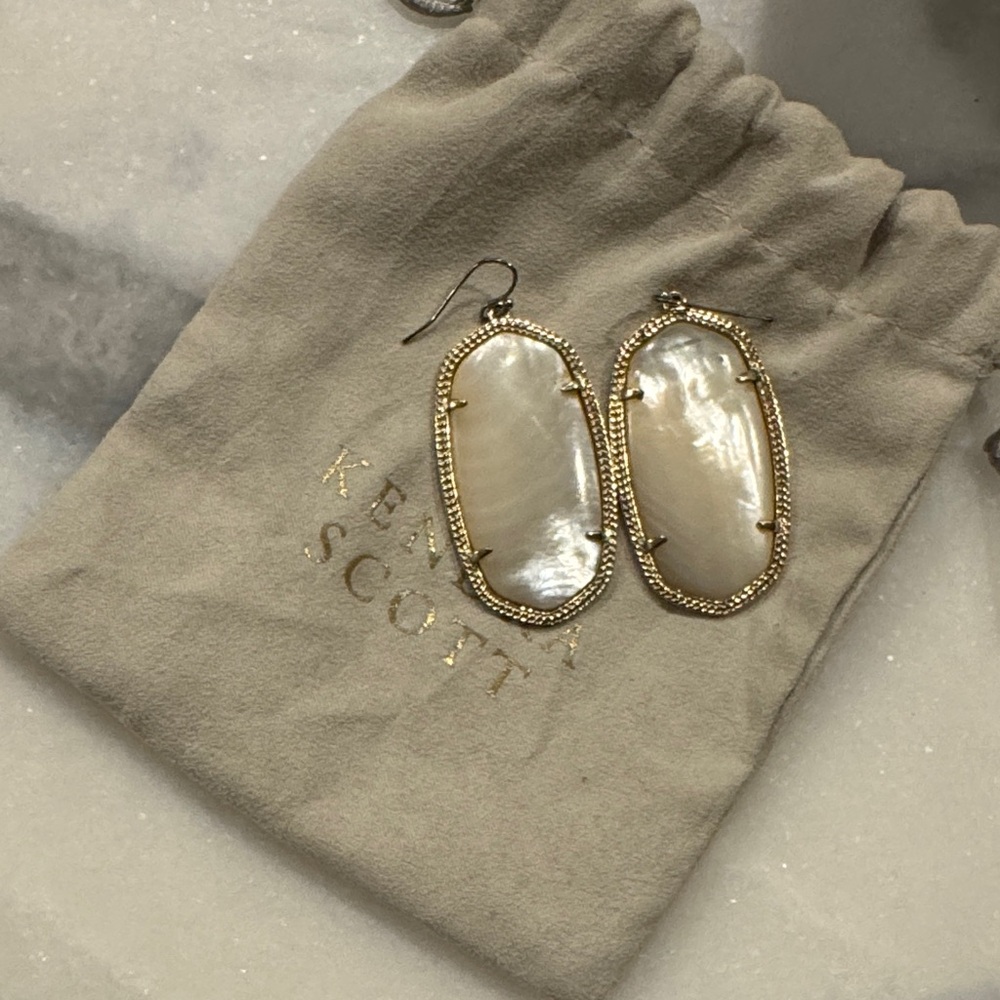 Kendra Scott Gold and White Earrings